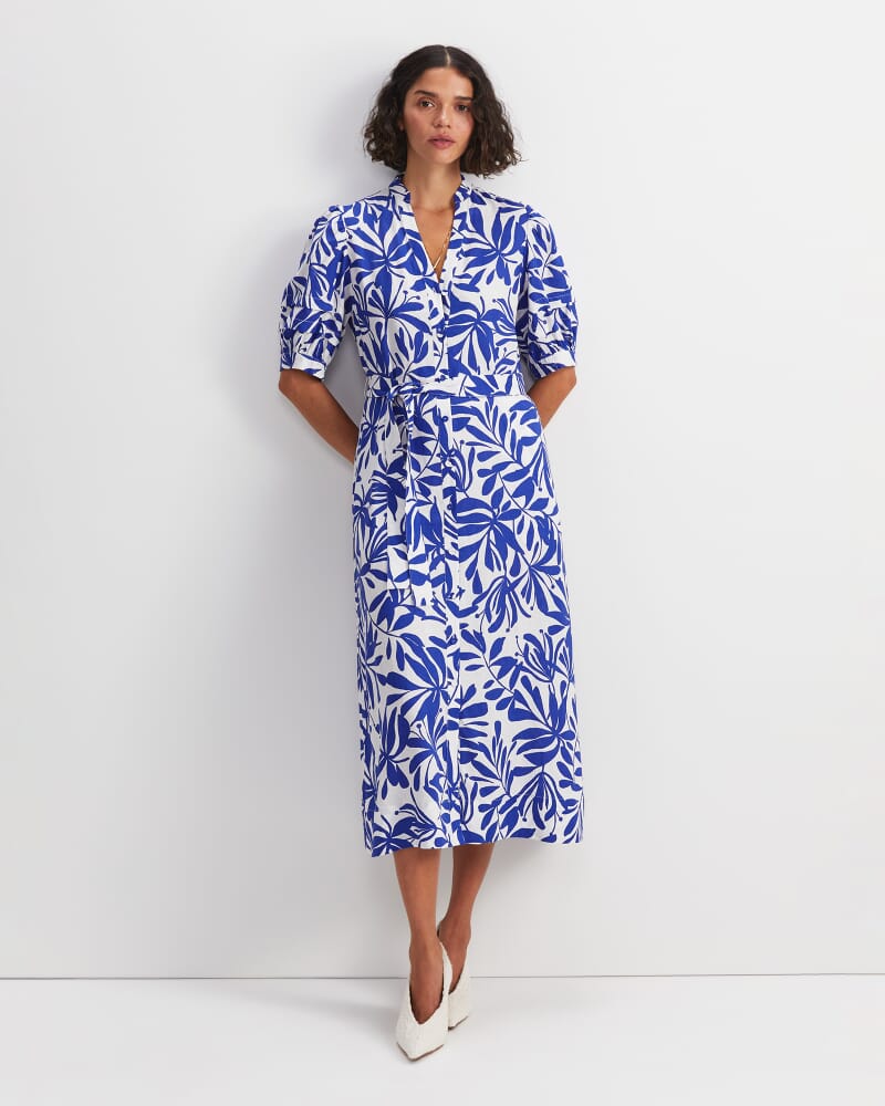 Willow Print Midi Dress in BLUE/WHITE