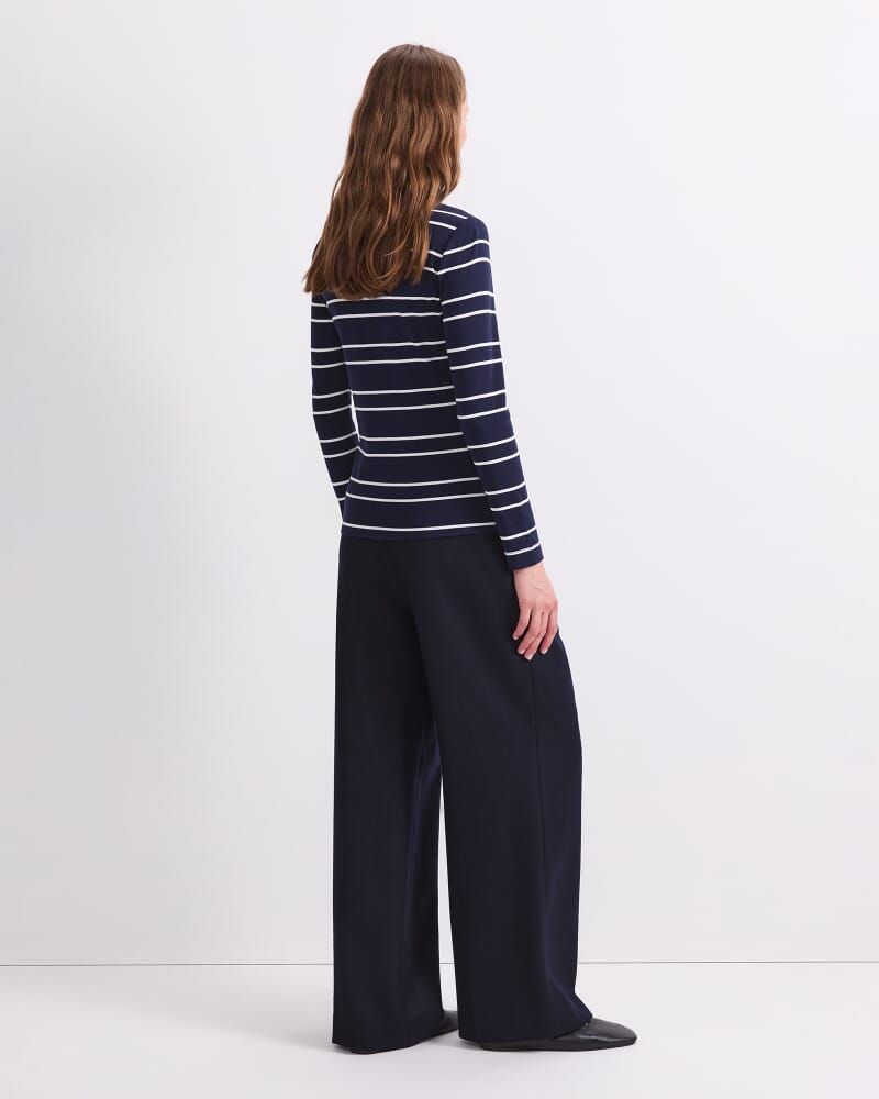 Lucy Stripe Zip Funnel Neck in NAVY/WHITE