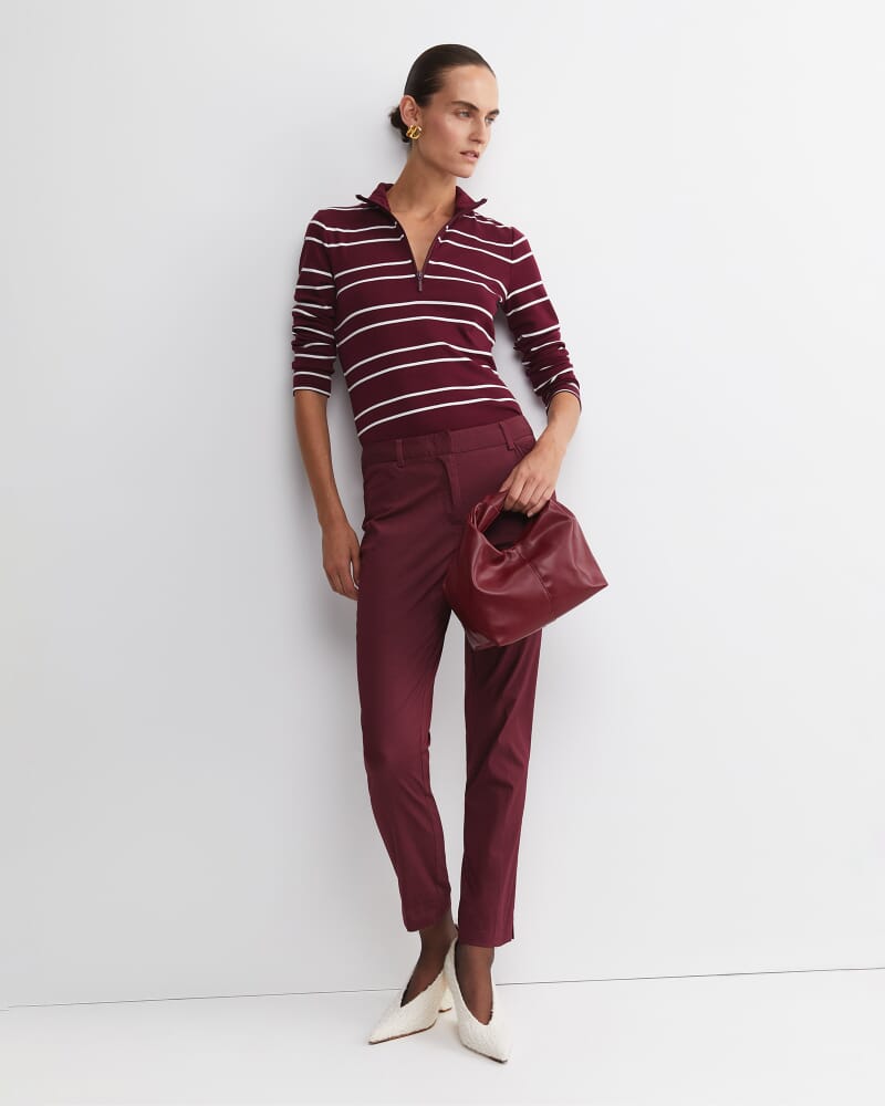Lucy Zip Funnel Neck Top in WINE