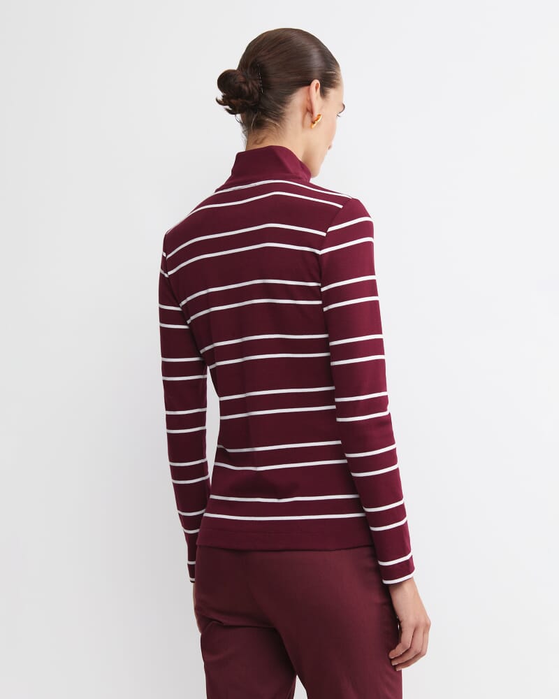 Lucy Zip Funnel Neck Top in WINE