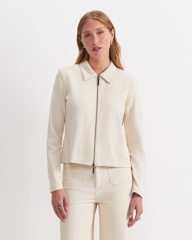 Long Sleeve Zip Through Top