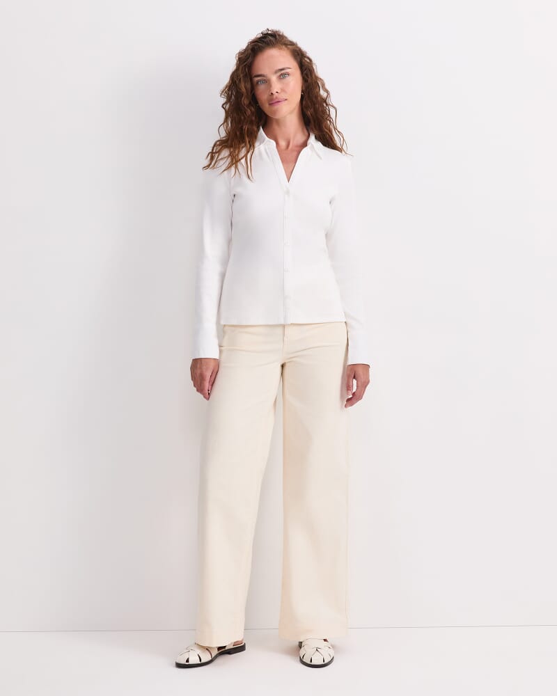 Catherine Rib Shirt in WHITE