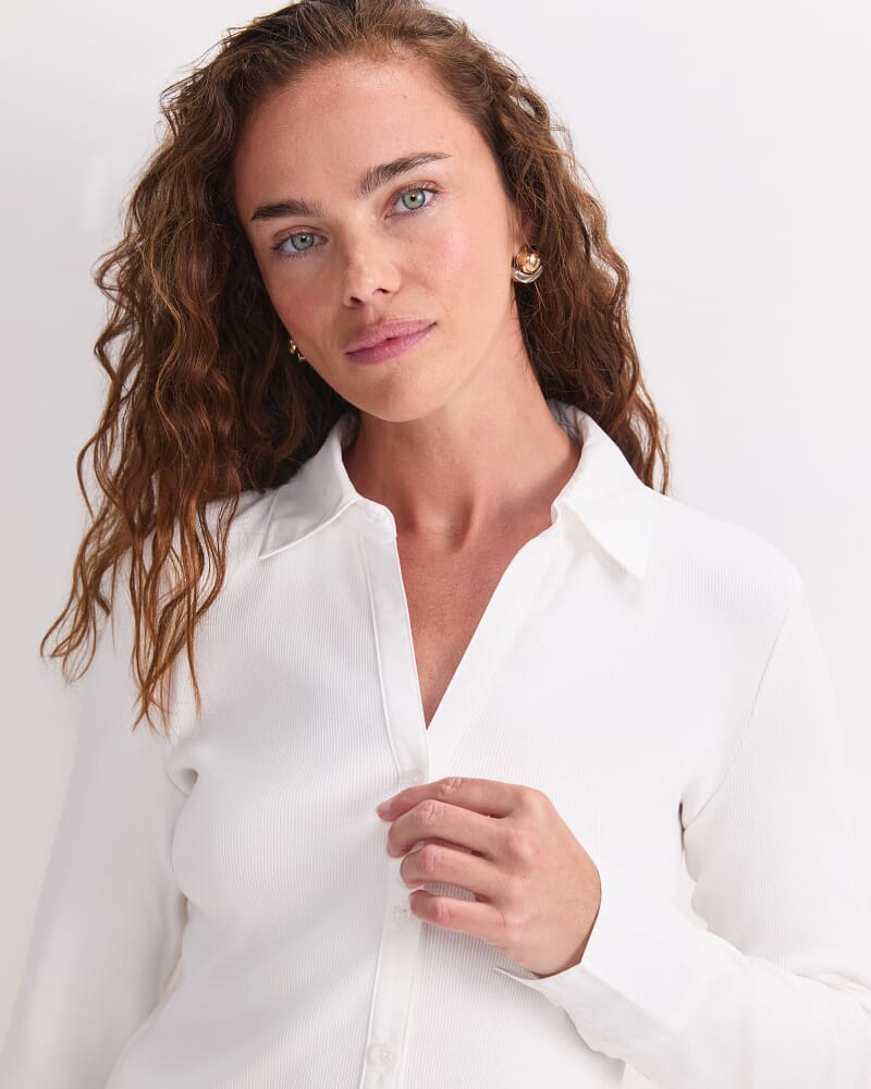 Catherine Rib Shirt in WHITE