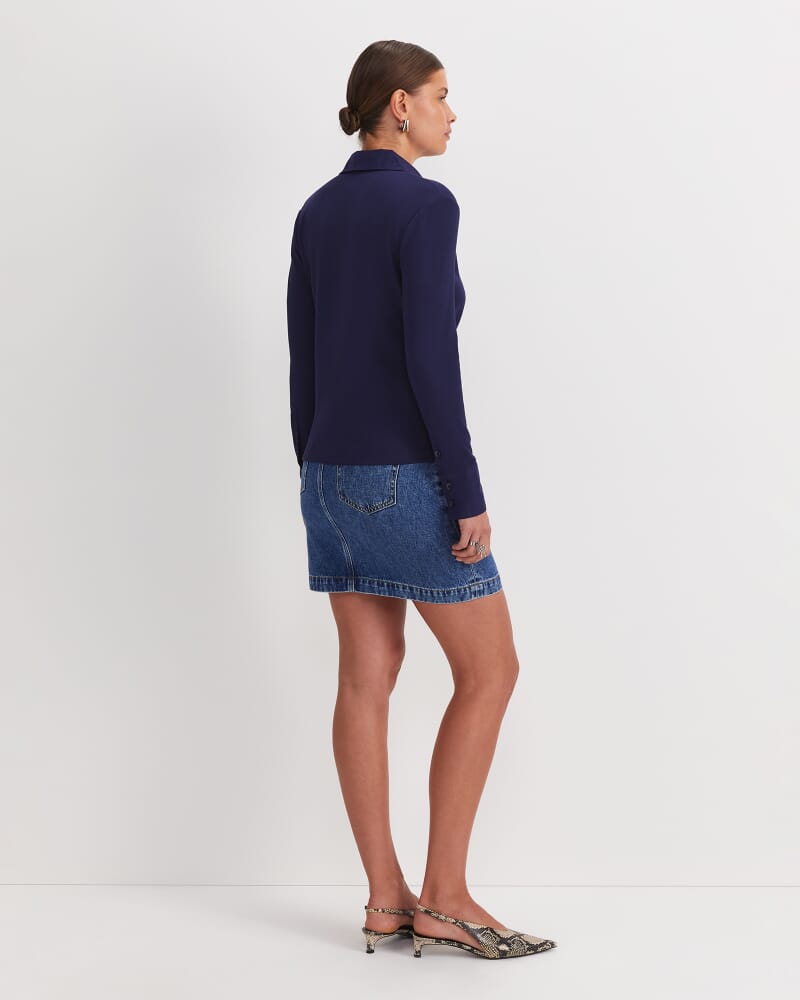 Catherine Rib Shirt in NAVY