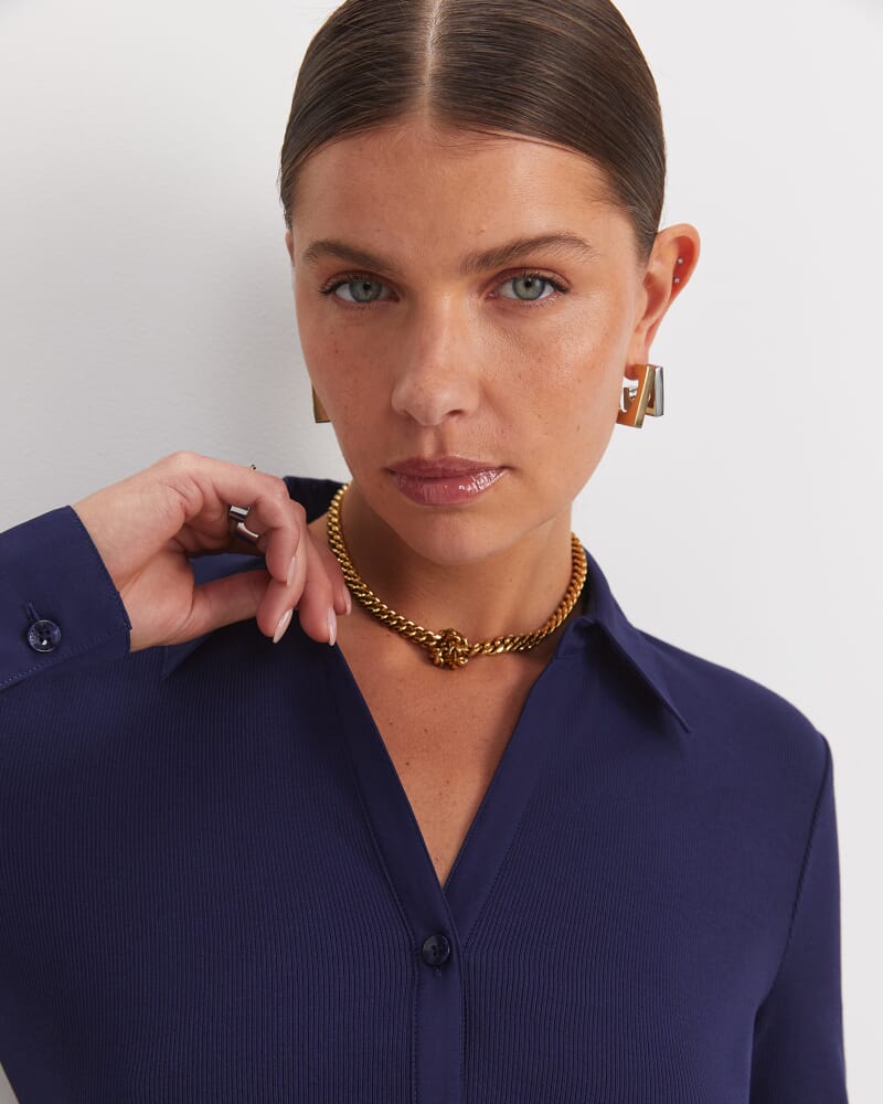 Catherine Rib Shirt in NAVY