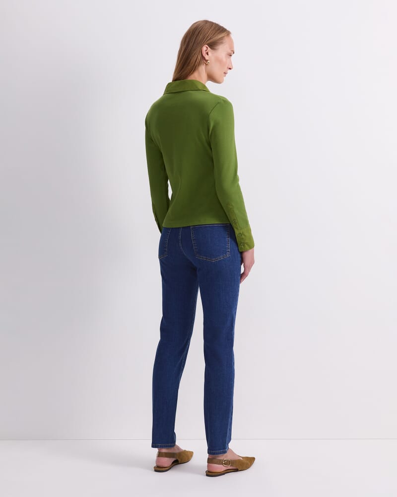 Catherine Rib Shirt in OLIVE GREEN