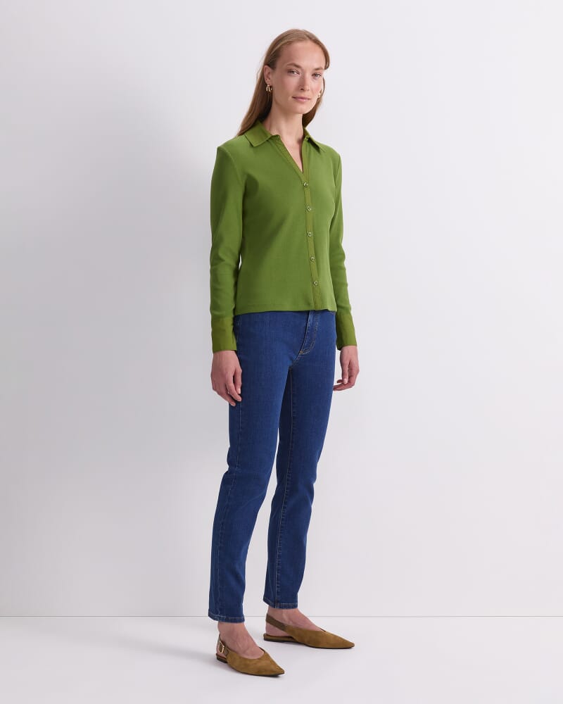 Catherine Rib Shirt in OLIVE GREEN