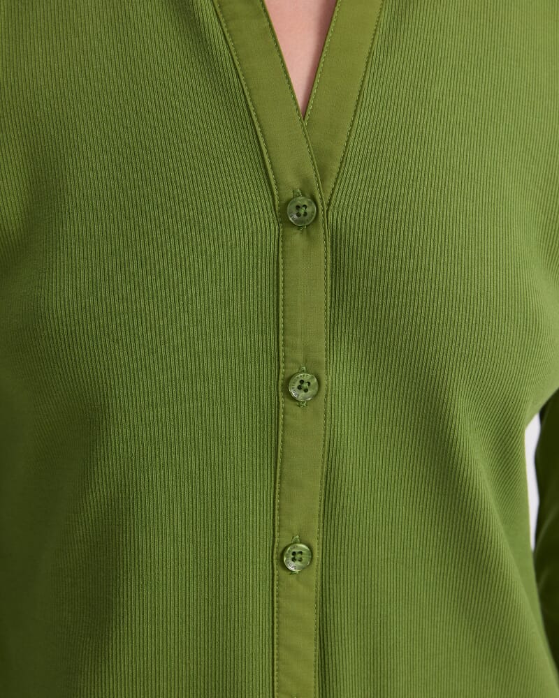 Catherine Rib Shirt in OLIVE GREEN