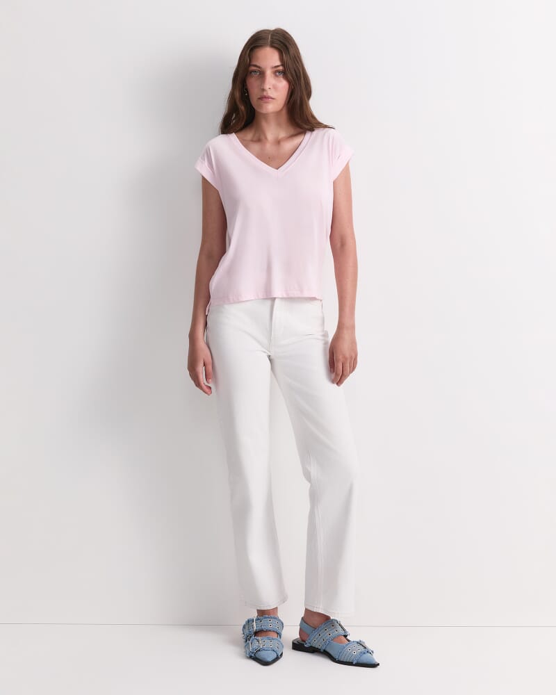 Blair Cotton V-Neck Tee in BLUSH
