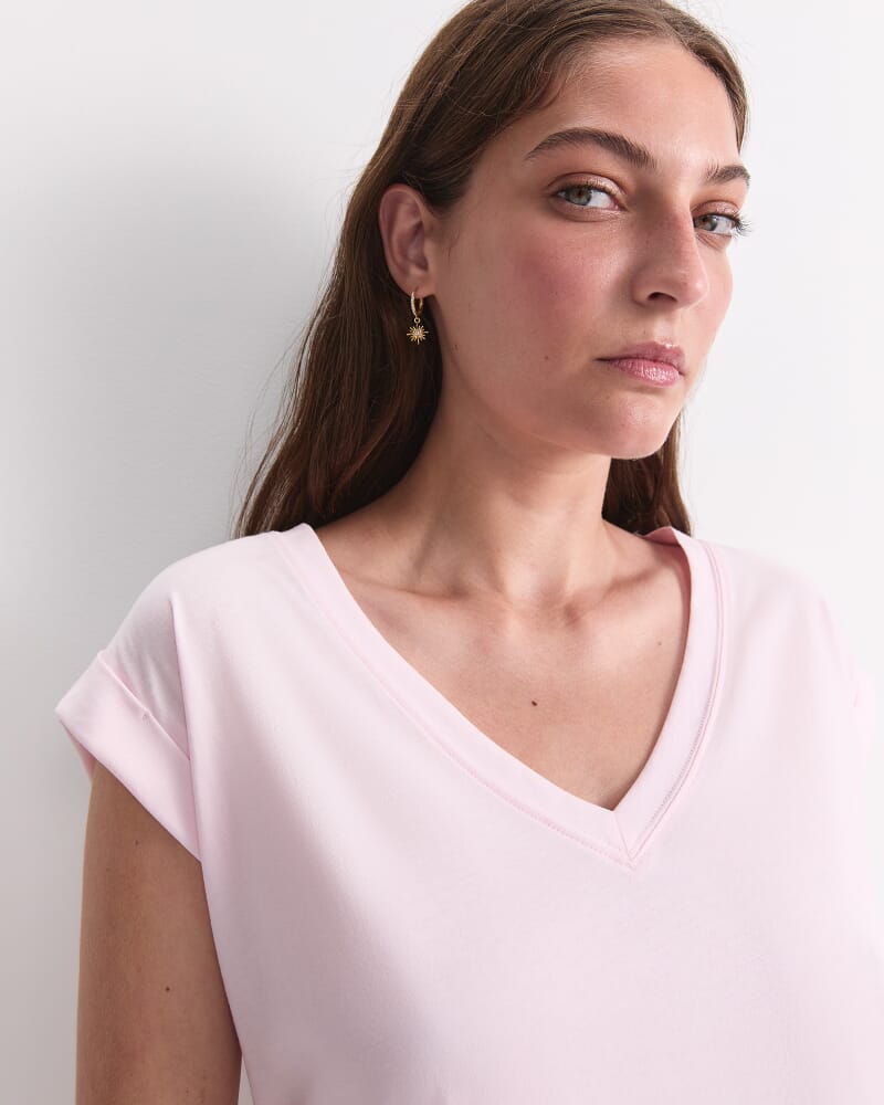 Blair Cotton V-Neck Tee in BLUSH