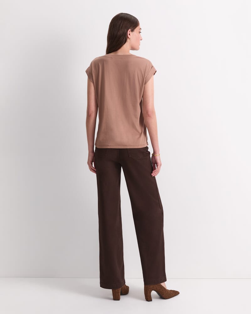 Blair Cotton V-Neck Tee in MOCHA