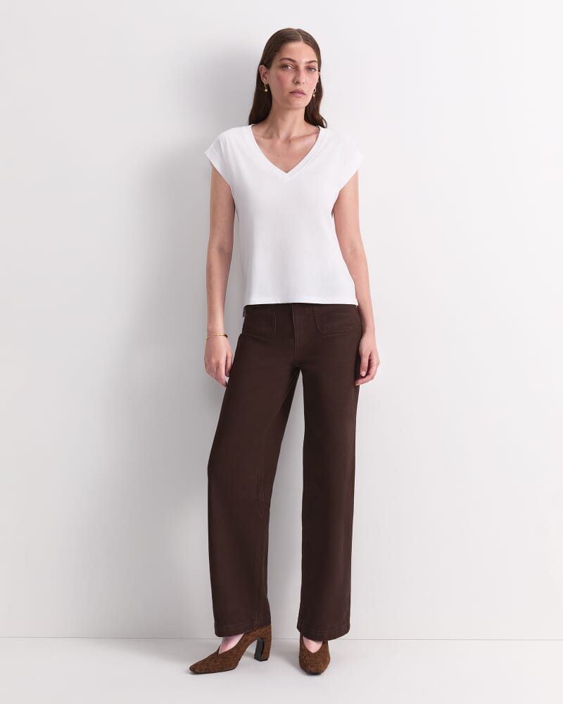 Blair Cotton V-Neck Tee in WHITE