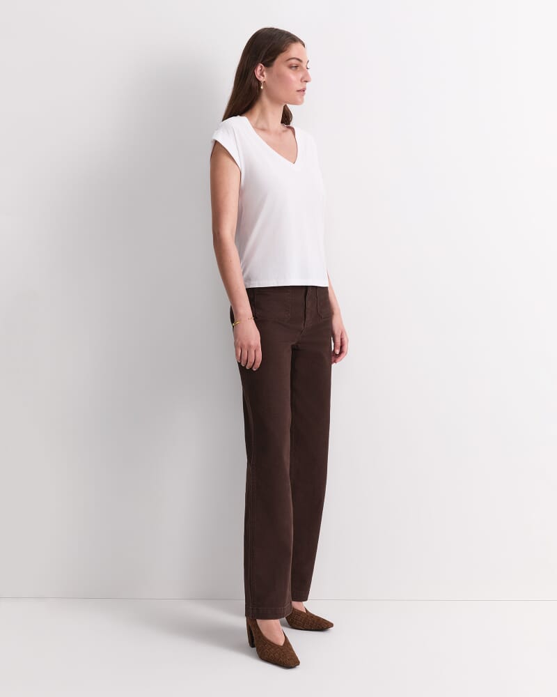 Blair Cotton V-Neck Tee in WHITE