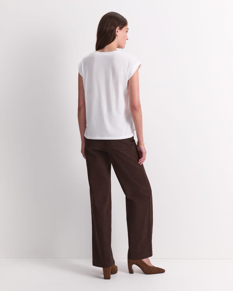 Blair Cotton V-Neck Tee in WHITE