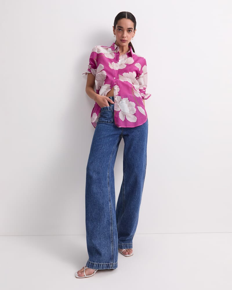 Manon Cotton Silk Shirt in PINK MULTI