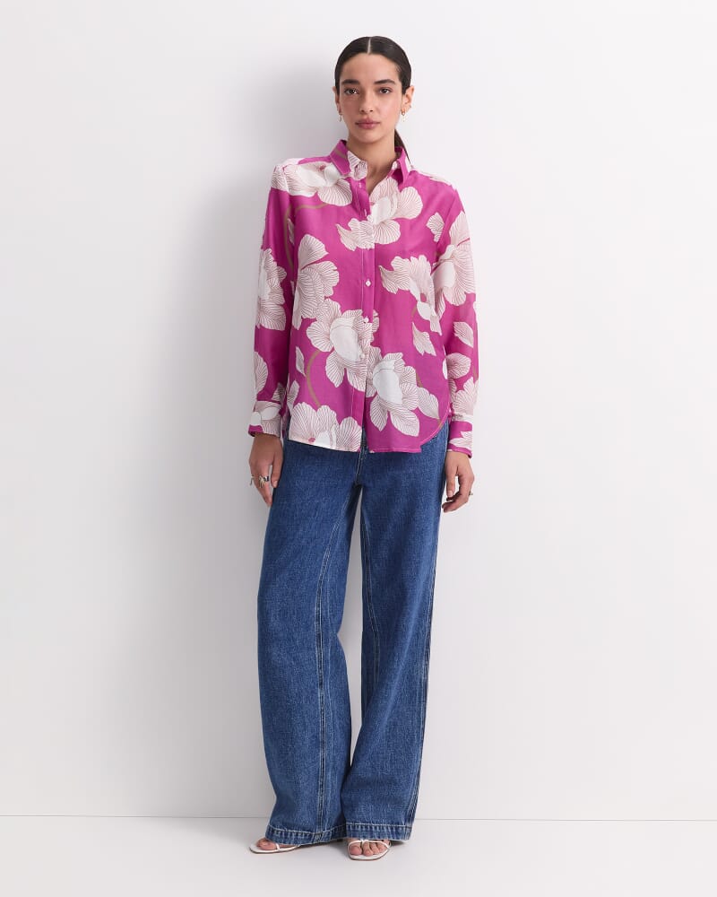 Manon Cotton Silk Shirt in PINK MULTI