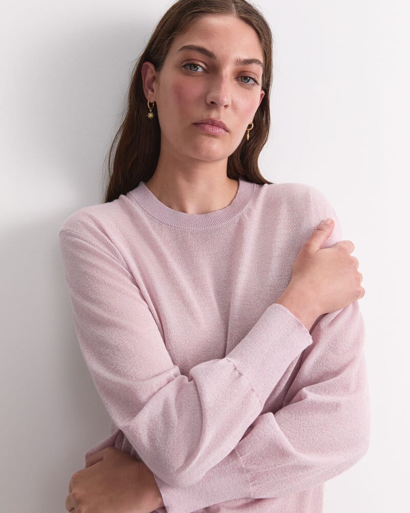 Sparkling Long Sleeve Relaxed Knit in BLUSH