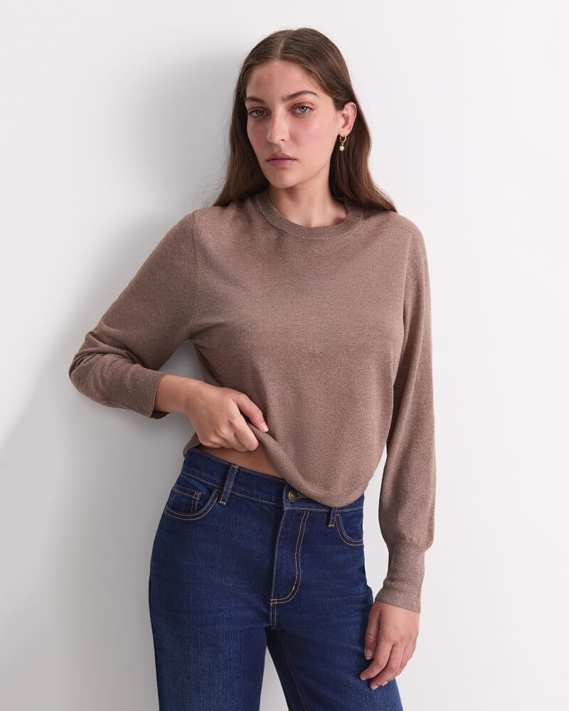Sparkling Long Sleeve Relaxed Knit in MOCHA