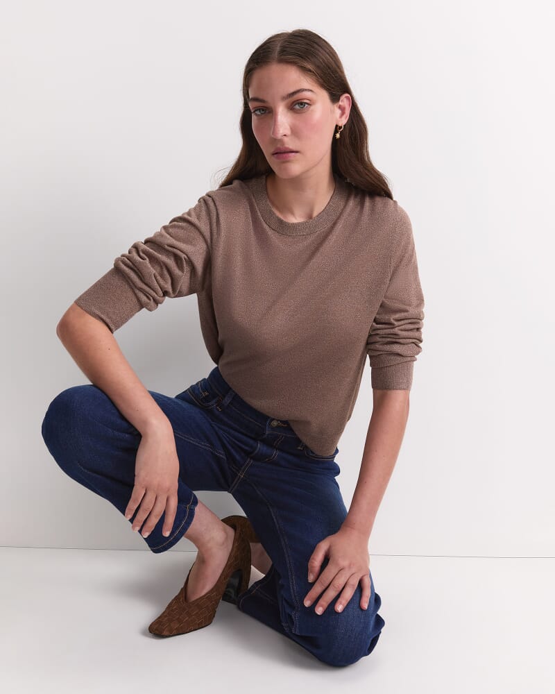 Sparkling Long Sleeve Relaxed Knit in MOCHA