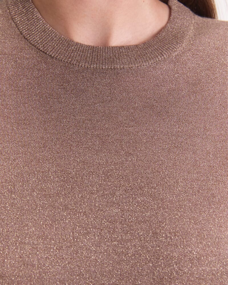 Sparkling Long Sleeve Relaxed Knit in MOCHA