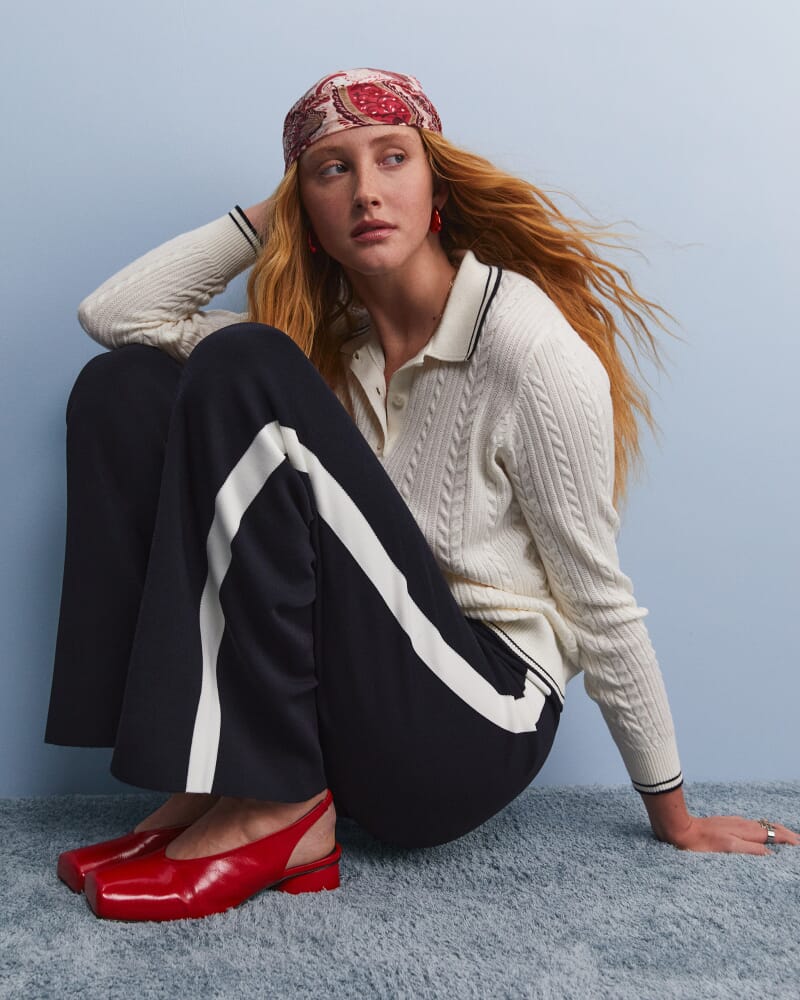 Maxine Milano Wide Leg Pant in NAVY/WHITE