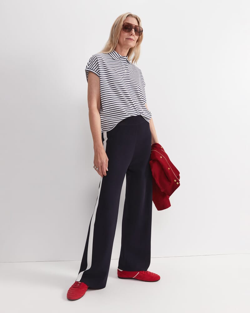 Maxine Milano Wide Leg Pant in NAVY/WHITE