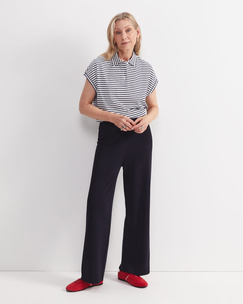 Maxine Milano Wide Leg Pant in NAVY/WHITE