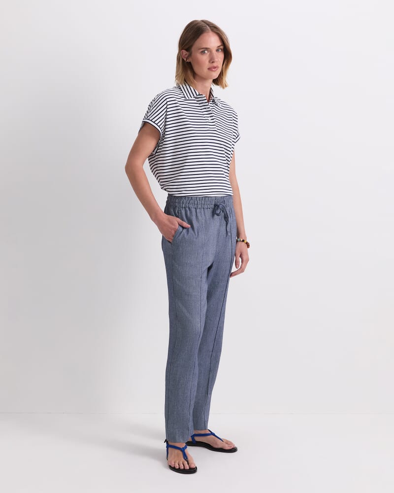 Rosa Tapered Linen Pant in INDIGO