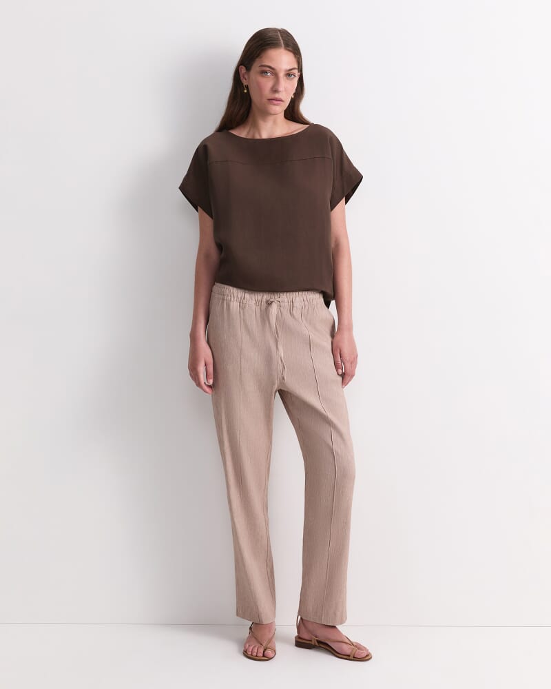 Rosa Tapered Linen Pant in MOCHA