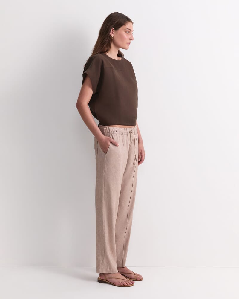 Rosa Tapered Linen Pant in MOCHA