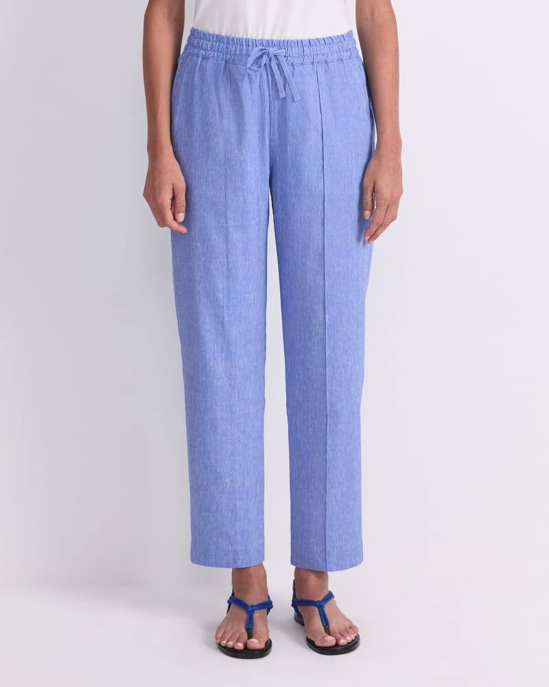 Rosa Tapered Linen Pant in CERULEAN