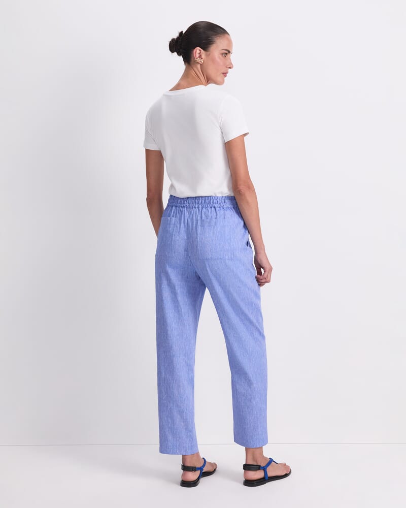 Rosa Tapered Linen Pant in CERULEAN