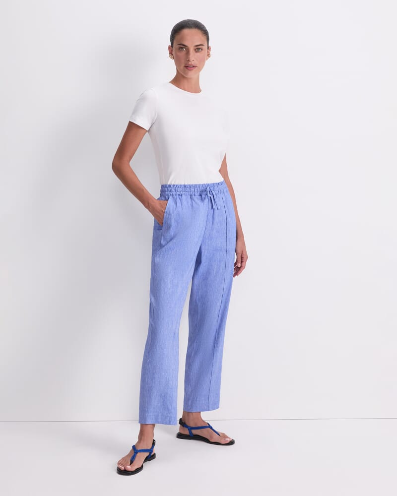Rosa Tapered Linen Pant in CERULEAN