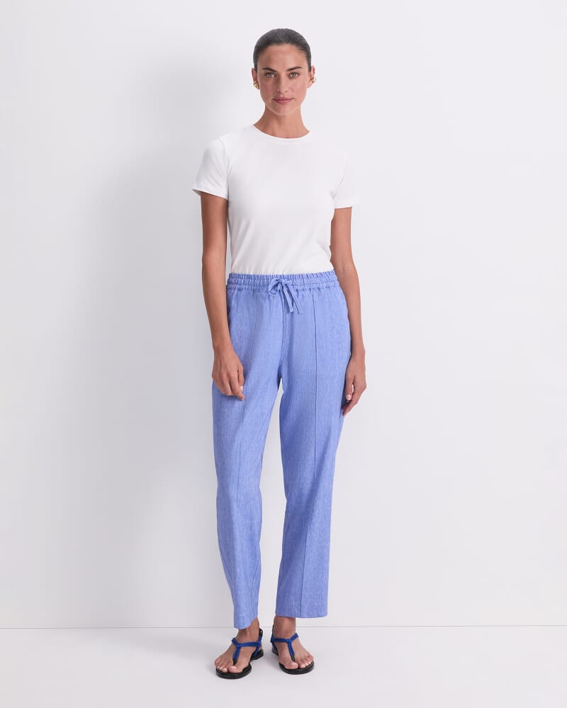 Rosa Tapered Linen Pant in CERULEAN