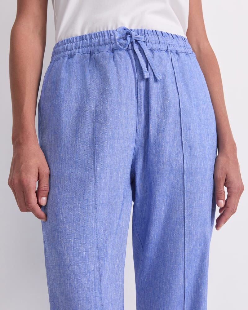 Rosa Tapered Linen Pant in CERULEAN
