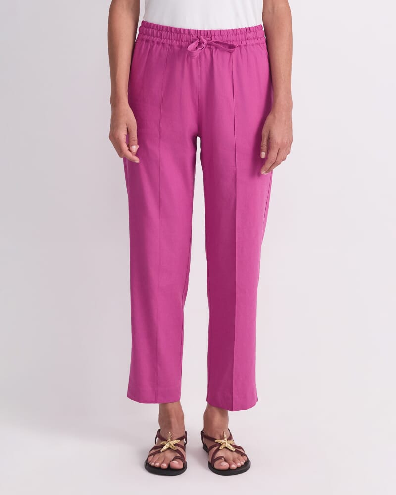 Rosa Tapered Linen Pant in MAGENTA
