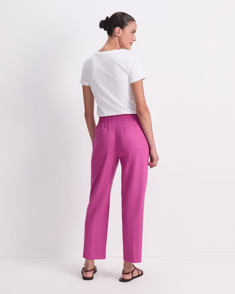 Rosa Tapered Linen Pant in MAGENTA