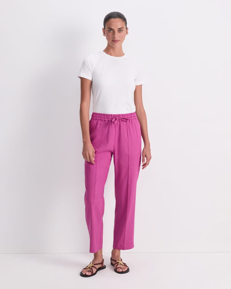 Rosa Tapered Linen Pant in MAGENTA