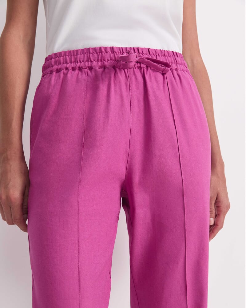 Rosa Tapered Linen Pant in MAGENTA