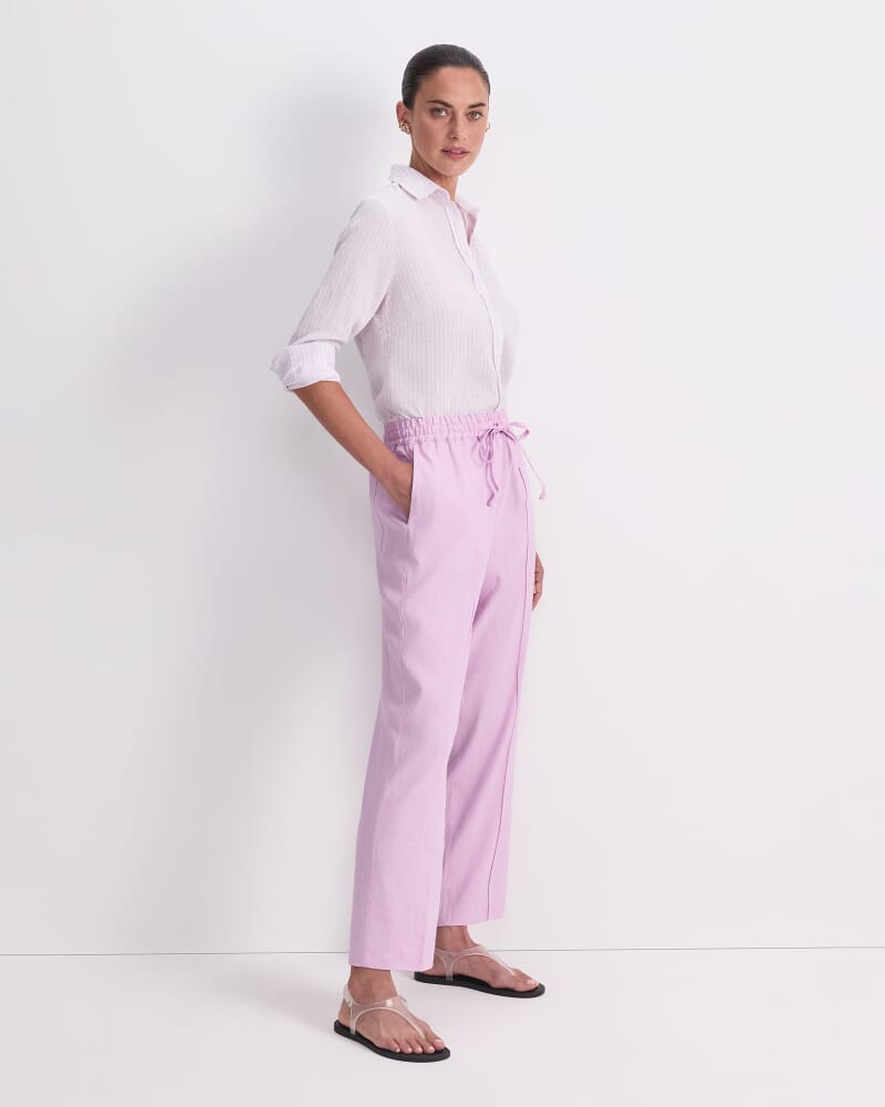 Rosa Tapered Linen Pant in ORCHID