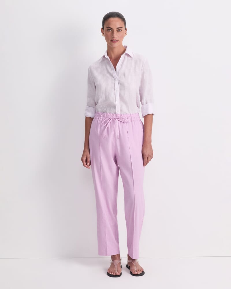 Rosa Tapered Linen Pant in ORCHID