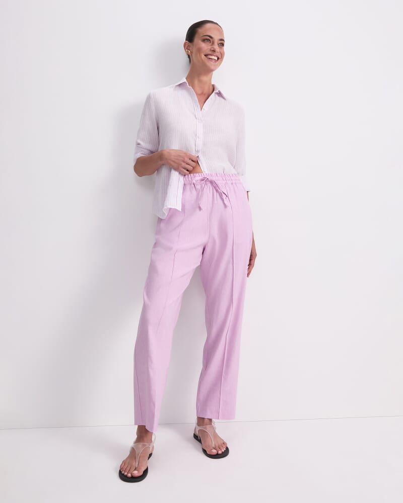 Rosa Tapered Linen Pant in ORCHID
