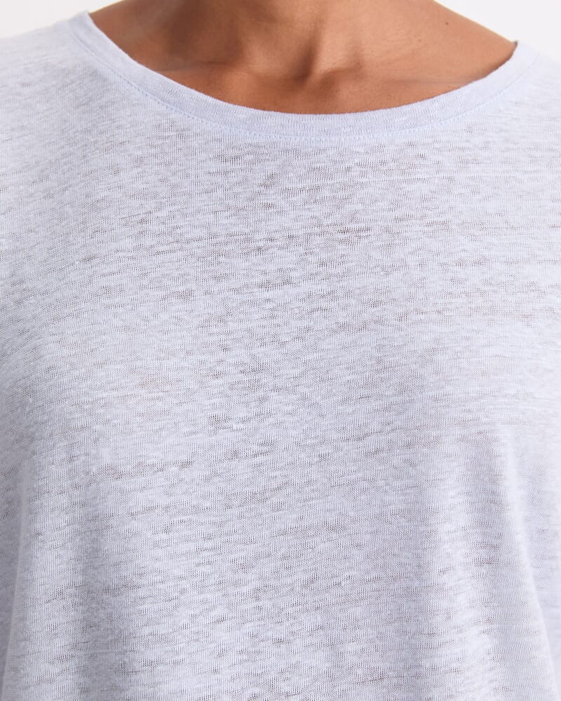 Tonia Crew Neck Linen Tee in BLUE MIST