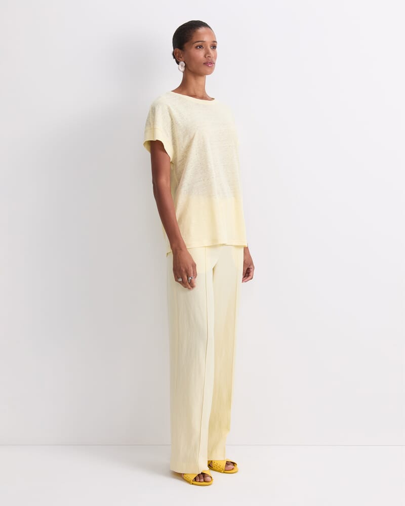 Tonia Crew Neck Linen Tee in LEMON