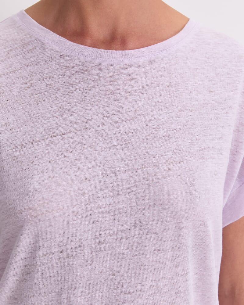 Tonia Crew Neck Linen Tee in LILAC