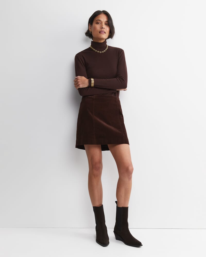 Cleo Cord Mini Skirt in CHOCOLATE