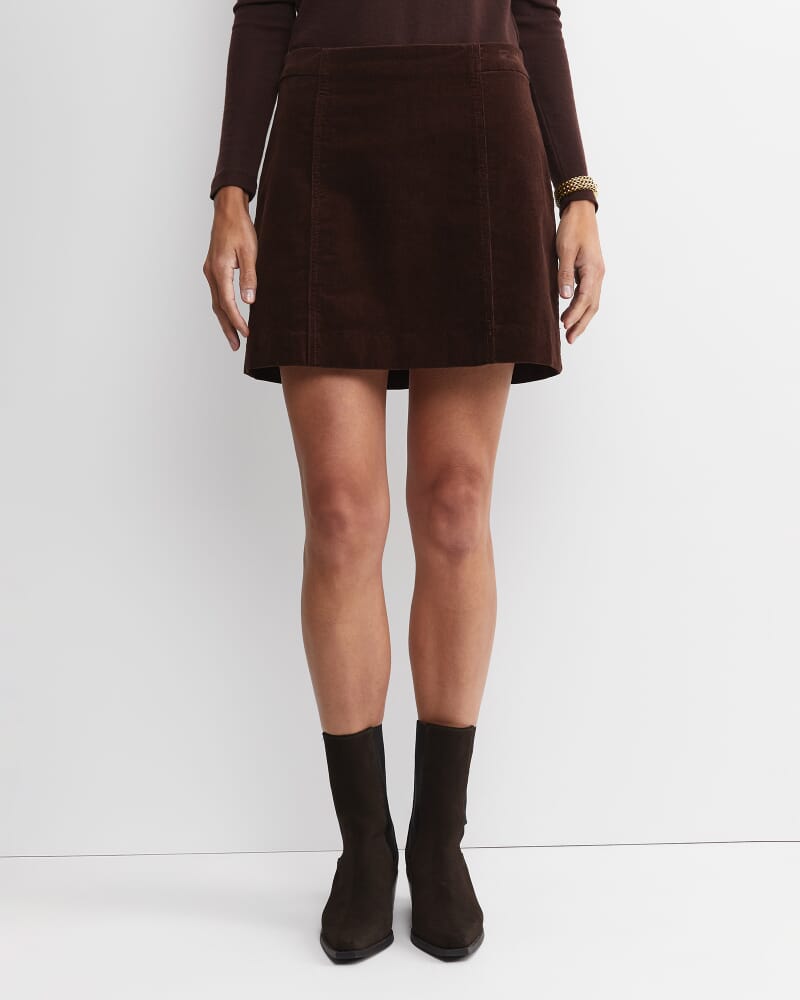 Cleo Cord Mini Skirt in CHOCOLATE