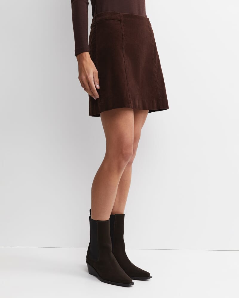 Cleo Cord Mini Skirt in CHOCOLATE