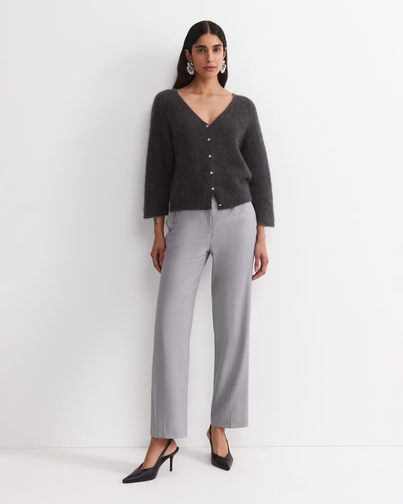 Tatiana Mohair Cropped Cardigan in CHARCOAL