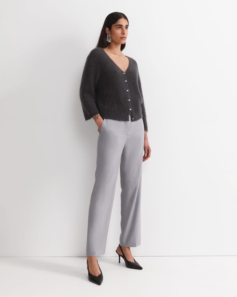 Tatiana Mohair Cropped Cardigan in CHARCOAL